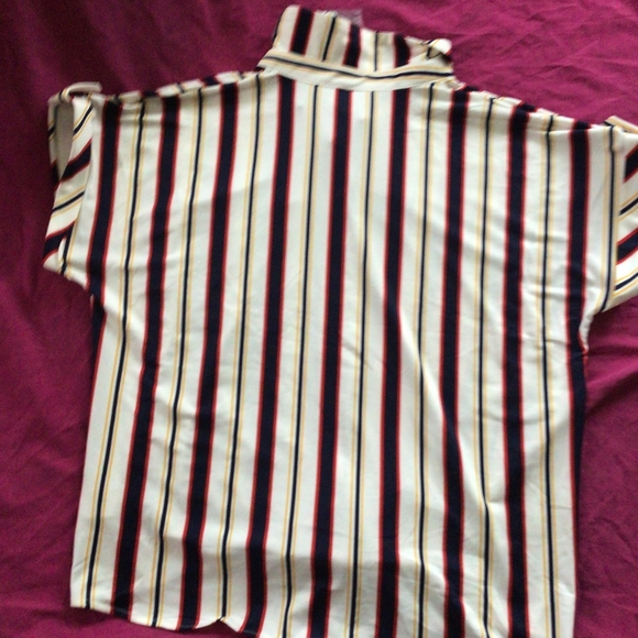 Ladies top. Size-medium. White with muti-colored stripes - Picture 2 of 2